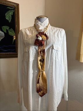 Handmade Tie Necklace with Vintage Pieces
